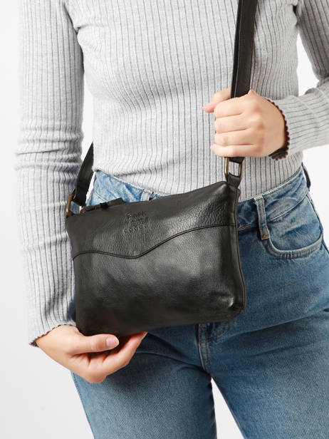 Sac BandouliÃ¨re Cow Cuir Basilic pepper Noir cow BCOW68 vue secondaire 1