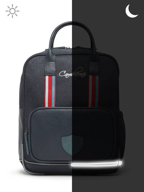 Sac Ã  Dos 2 Compartiments Cameleon Bleu vintage urban SD37 vue secondaire 7