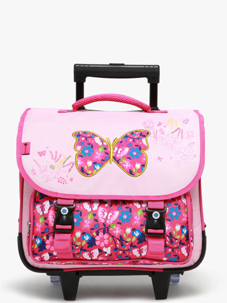 Cartable Ã  Roulettes 2 Compartiments Snowball Rose butterfly T46438
