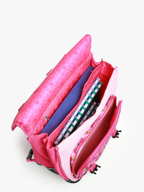 Cartable Ã  Roulettes 2 Compartiments Snowball Rose butterfly T46438 vue secondaire 3