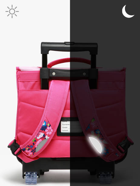 Cartable Ã  Roulettes 2 Compartiments Snowball Rose butterfly T46438 vue secondaire 6