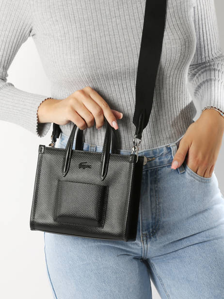 Sac BandouliÃ¨re Chantaco Cuir Lacoste Noir chantaco NF4535KL vue secondaire 1