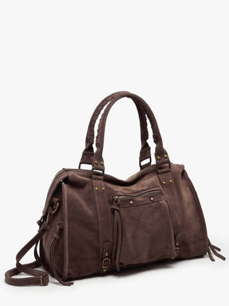 Sac PortÃ© Ã©paule A4 Velvet Cuir Milano Marron velvet VE24095 vue secondaire 2