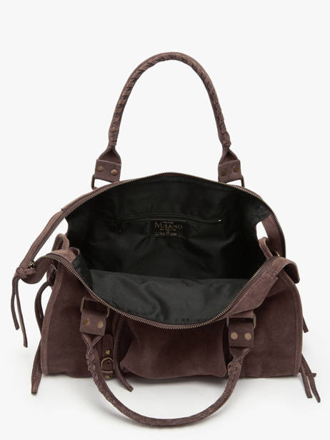 Sac PortÃ© Ã©paule A4 Velvet Cuir Milano Marron velvet VE24095 vue secondaire 3