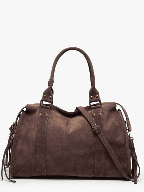 Sac PortÃ© Ã©paule A4 Velvet Cuir Milano Marron velvet VE24095 vue secondaire 4