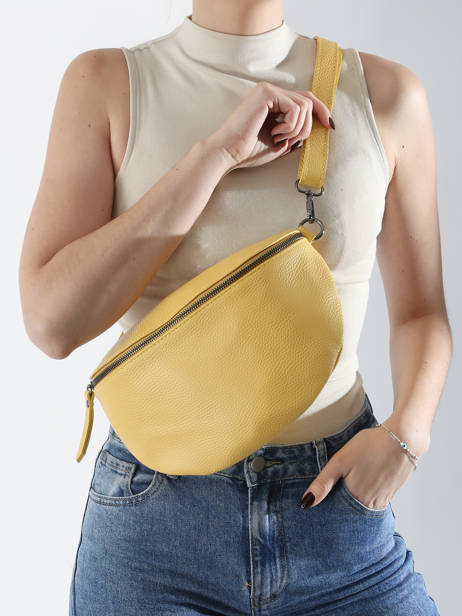 Sac Banane Caviar Cuir Milano Jaune caviar CA21123 vue secondaire 1