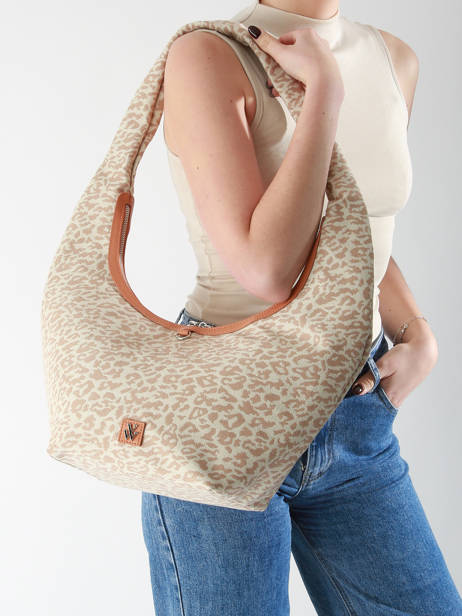 Sac PortÃ© Ã©paule Leopard Polyester Vanessa wu Beige leopard MA0130 vue secondaire 1