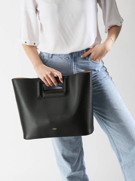 Sac Cabas AngÃ¨le Cuir Lancel Noir angele A13361 vue secondaire 2