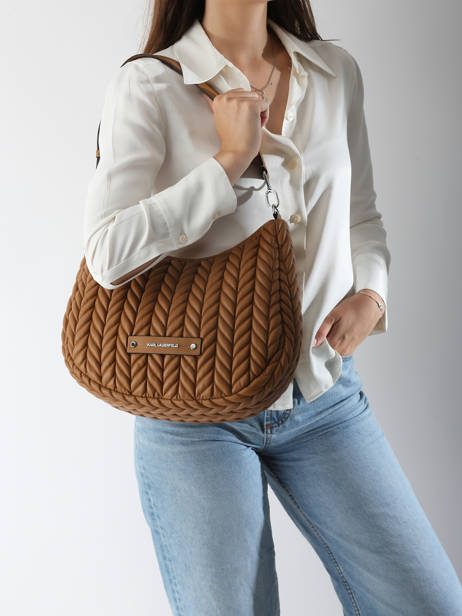 Sac PortÃ© Ã©paule K Weave Polyurethane Karl lagerfeld Marron k weave A3W30147 vue secondaire 1
