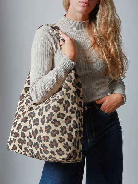 Sac Porté épaule Velvet Leopardo Cuir Milano Beige velvet leopardo VL25065 vue secondaire 1