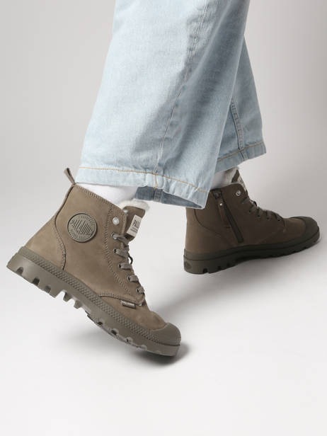 Bottines En Cuir Palladium Vert women 95982281 vue secondaire 1