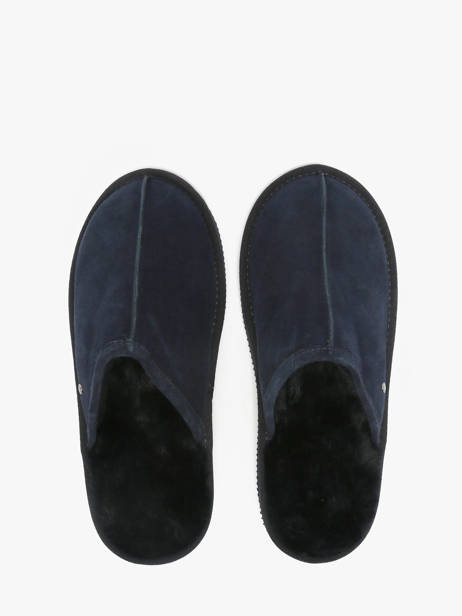 Chaussons En Cuir Isotoner Bleu men 98169