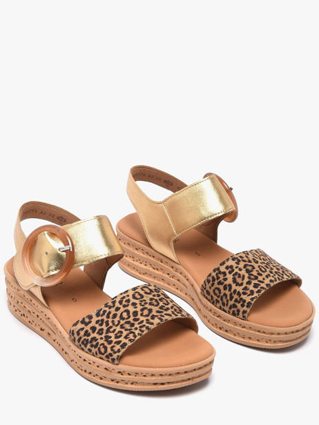 Sandales Semelle Compensée En Cuir Gabor Or women 32 vue secondaire 1